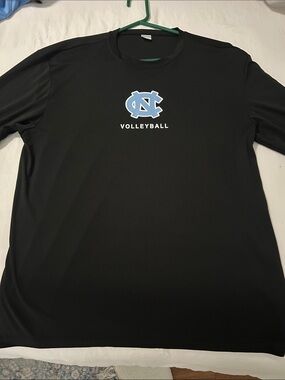 Sport-Tek Black Long Sleeve Volleyball Tee with Carolina Blue Logo
